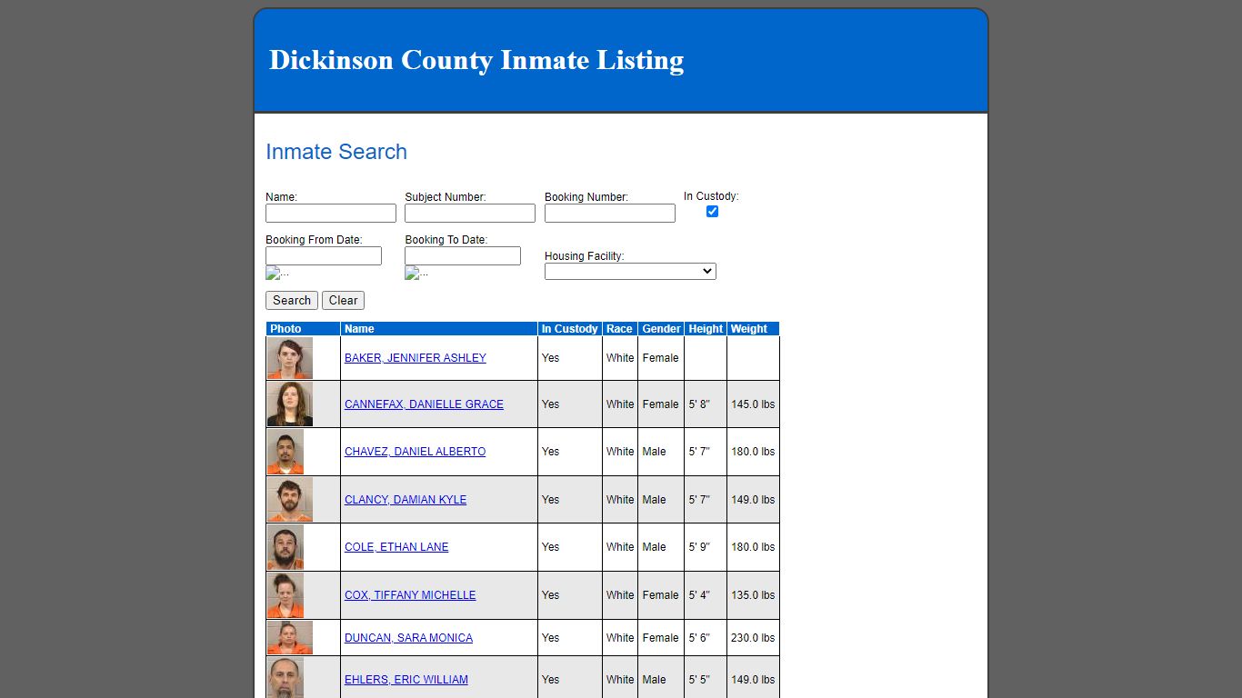 Inmate Search